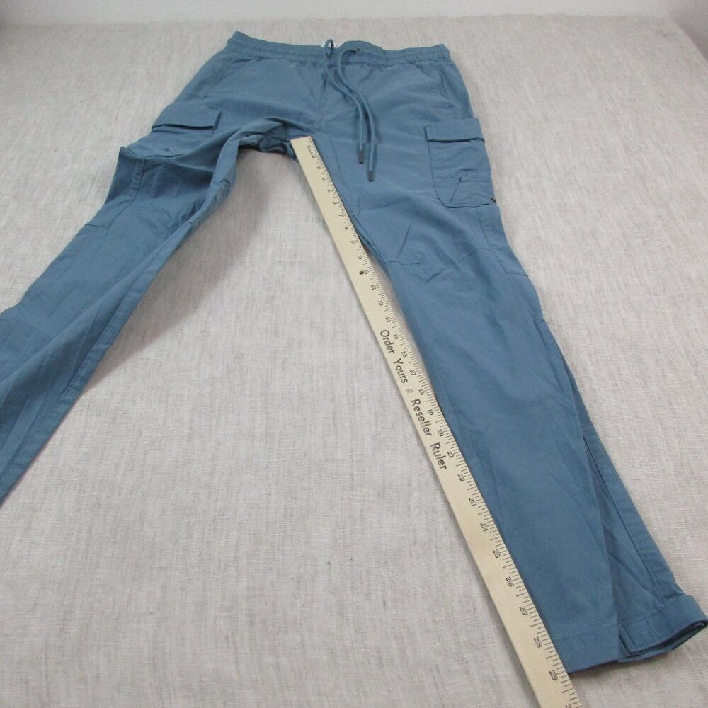 PacSun Cargo Pants Mens Small Blue Stretch Craig Slim Elastic Waist Drawstring - Picture 9 of 10